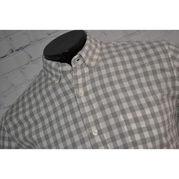 46151-a J.Crew Shirt Organic Cotton Blend Gray Plaid Size Medium Stretch Mens - Picture 1 of 7